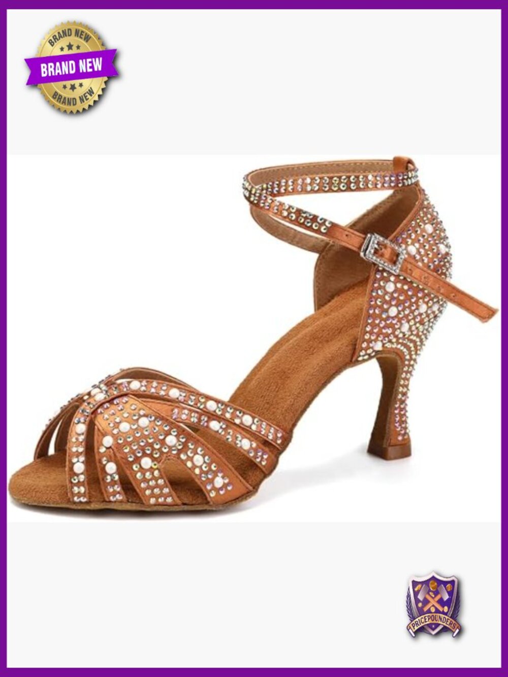 Rhinestone Latin Dance Heels Party Salsa Ballroom Performance Shoes